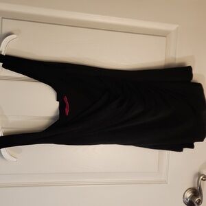 Black rayon women's V neck blouse with tank straps size Small